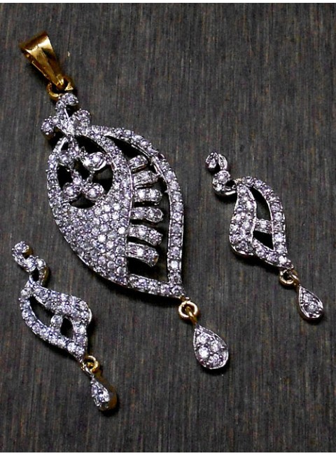 CZ Pendant With Earrings